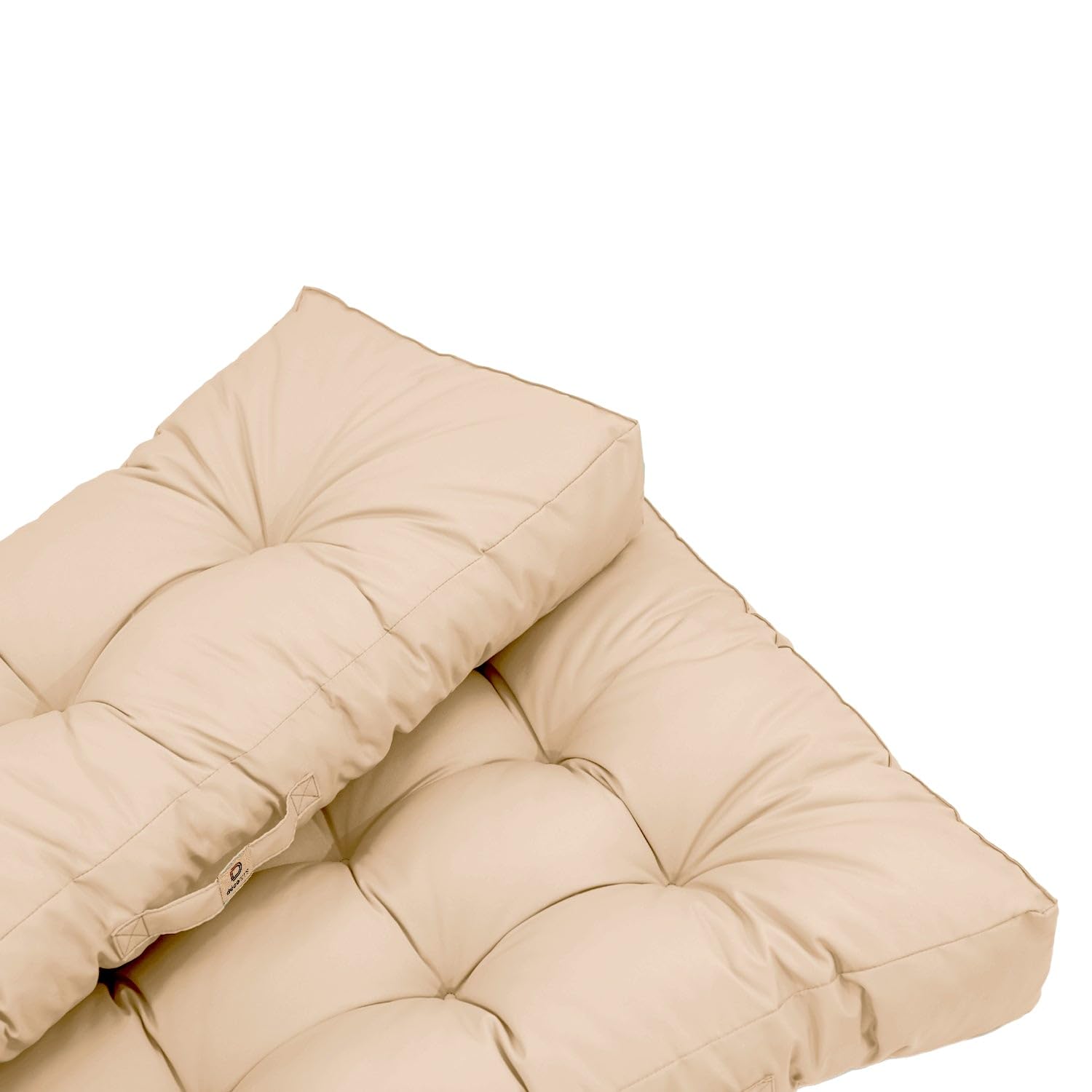 Déco Arts — Coussin Palette Lot de 2 (Assise 120x80 + Dossier 120x40) — Tissu Déperlant Anti-UV — Mousse Confort 240g/m² — Oeko-TEX 100 — Beige