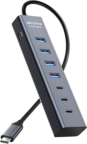 Miniatura 10 de Hub USB 3.0 de 7 Puertos de 1.2m para Escritorio - Extensión USB de Aluminio Hub 5Gbps, Adaptador Multipuerto USB, Divisor USB, Hub USB con Cable