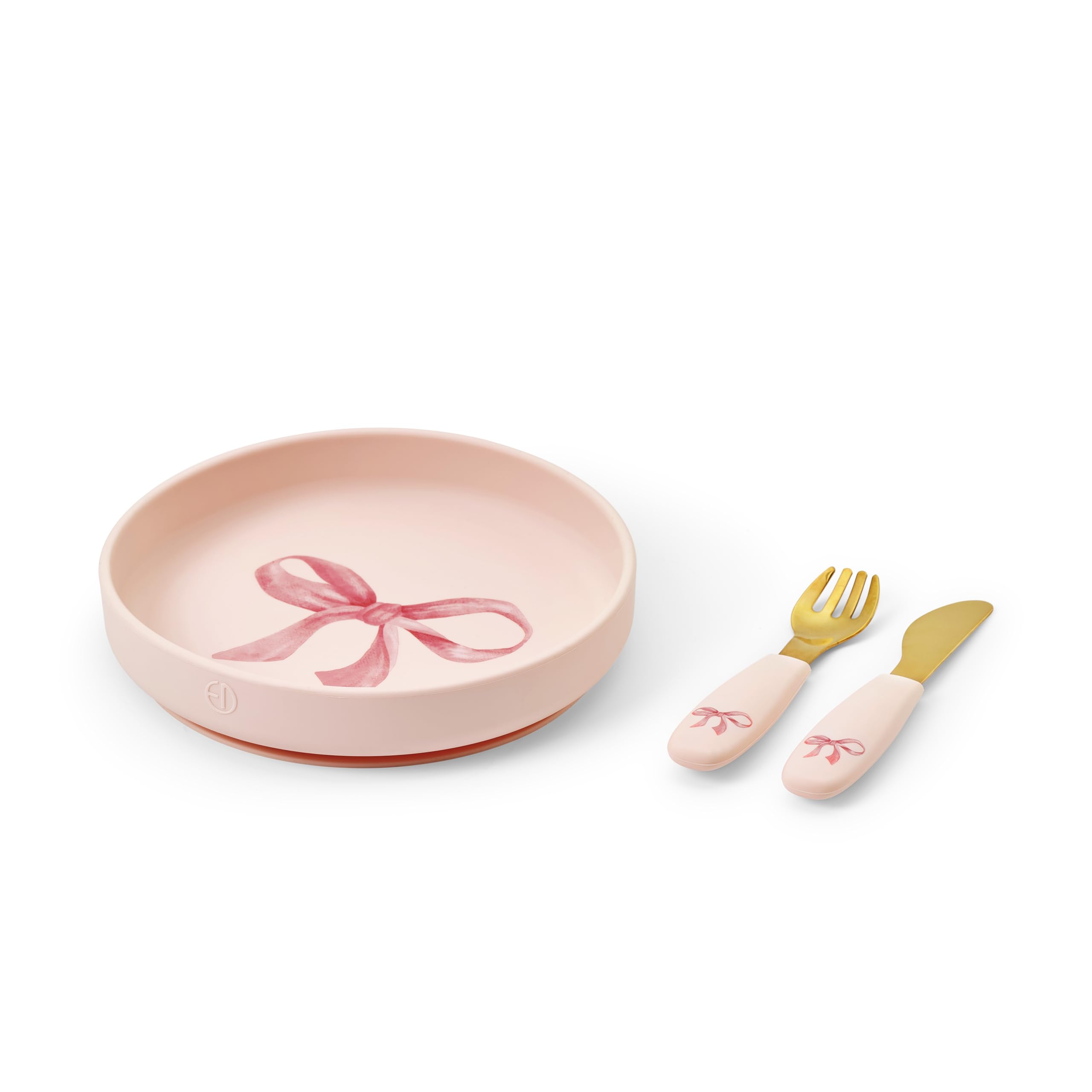 Elodie Details Set Pappa Piatto Silicone Bambini Ventosa Posate, Rosy Bow