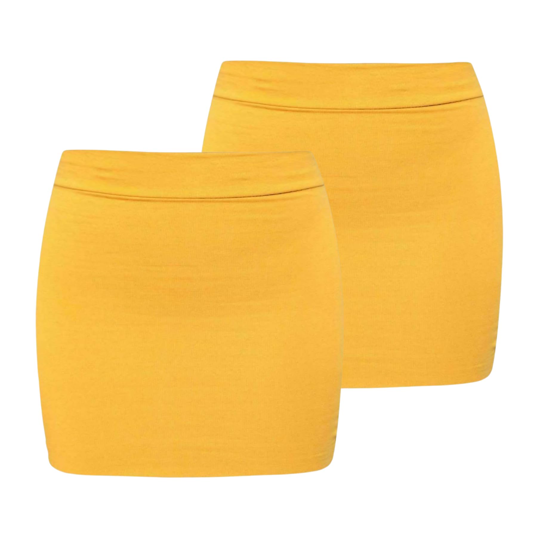 Hamishkane Women's Mustard Hamishkane® Bodycon Mini Skirt, Pack Of 2 Stretchy Plain Summer Skirts For Uk, High Waisted Micro Pencil Skirt, Elegant Casual Wear, Stylish Party Wear