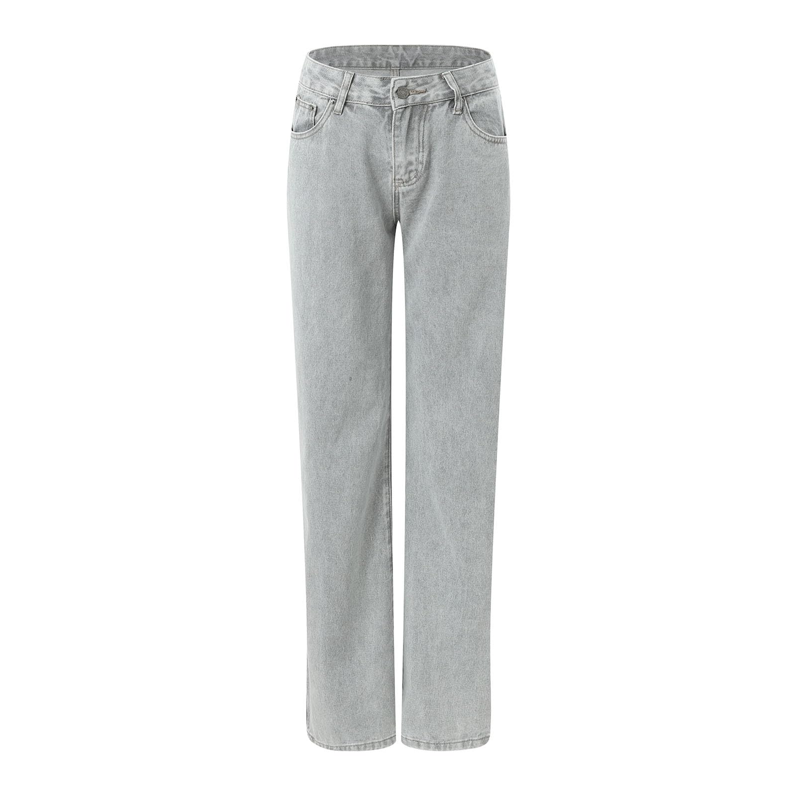 Generisch Damen Jeans Weites Bein High Waist Stretch Baggy Wide Leg Jeans Gothic Baggy Denim Hosen Hohe Taille Punk Lose Gerade Hosen und Mädchen Streetwear