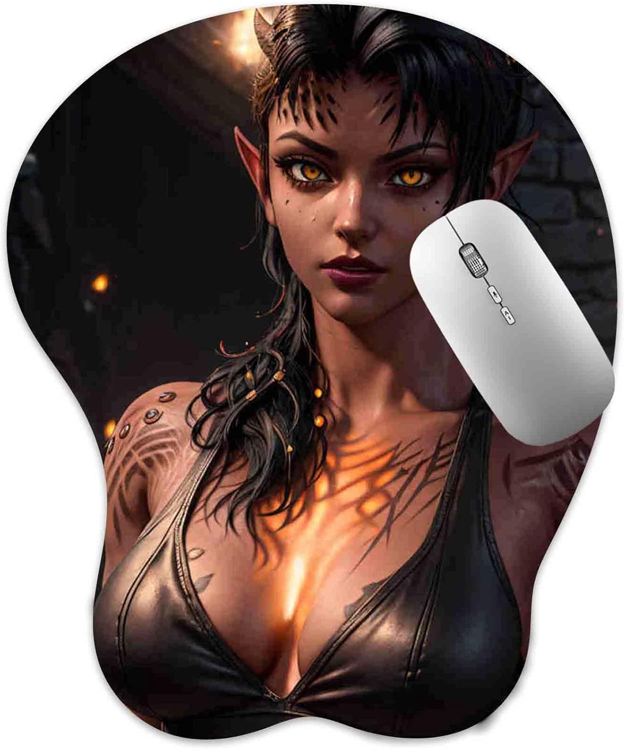 3D Mouse Pad Oppai Mousepad with Soft Gel Wrist Rest Anime Manga Gaming Boob pad Anti-Slip Mouse Mat （Karlac 23）