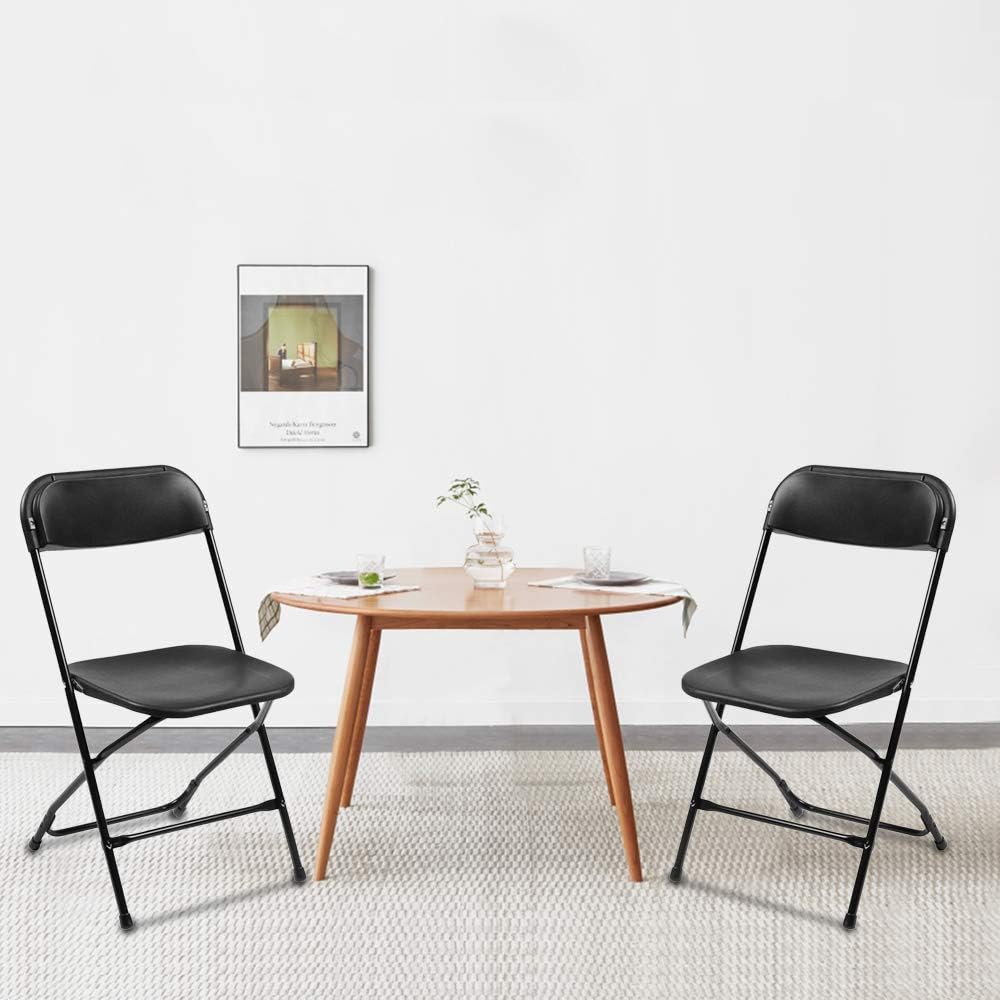 10pcs Folding Chair, Plastic Chairs with 330-Pound Capacity, Easy to Fold and Store Suitable for Indoor & Outdoor, Wedding, Party, Restaurant, Meeting Room, Patio and Garden, Black