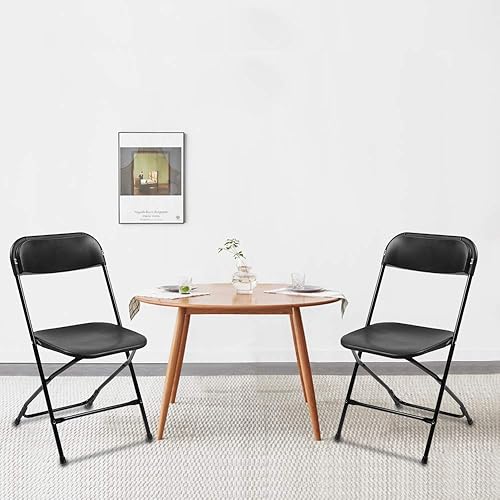 Miniatura 4 de Juego de 4 sillas plegables, sillas plegables de plástico negro con marco de acero, paquete de 4 asientos comerciales apilables portátiles,