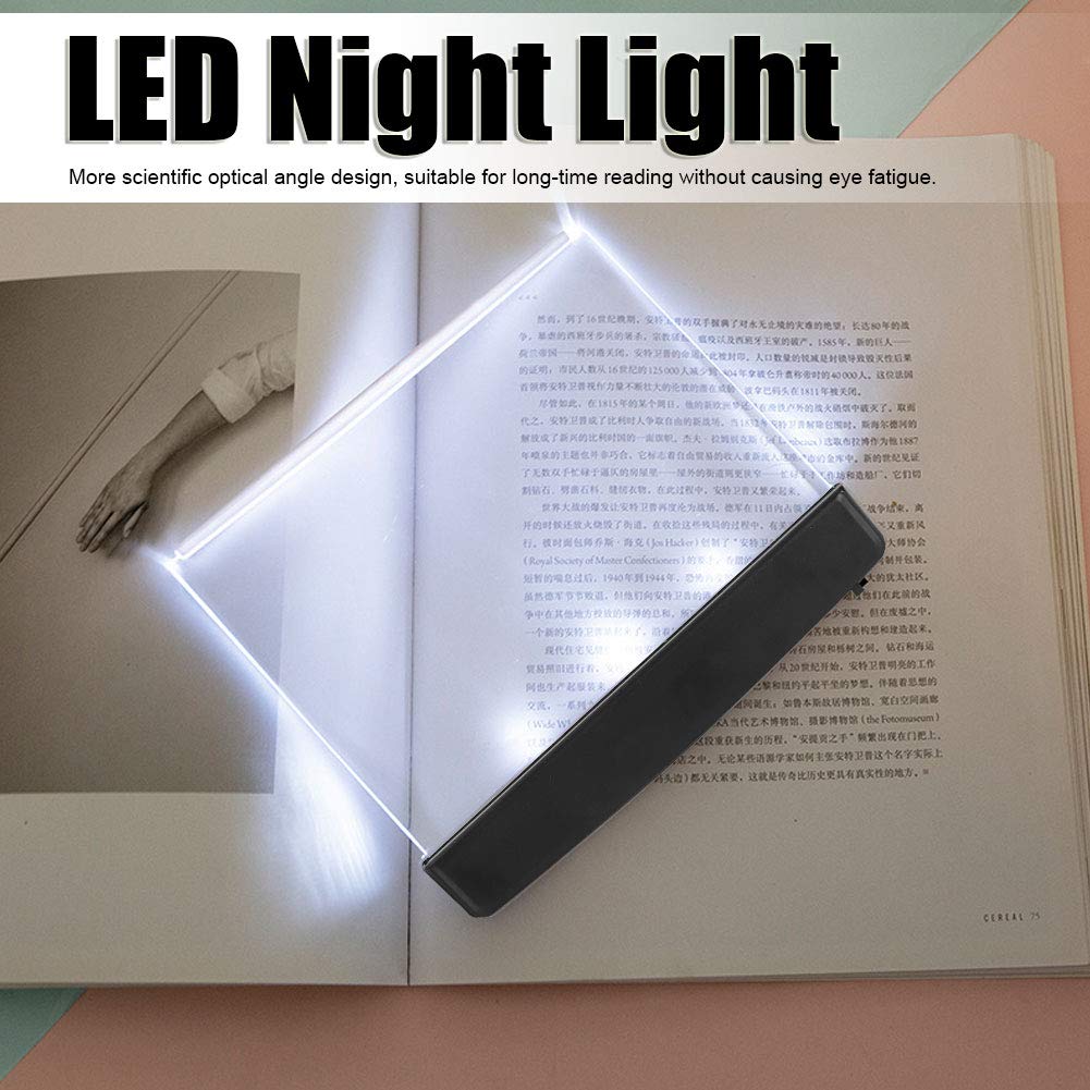 cardyven LED Flat Plate Book Light, Portable Eye Protection LED Reading Lamp for Home Bedroom