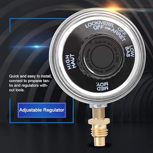 Miniatura 7 de Regulador de parrilla de aleación de zinc Plug and Play, regulador de baja presión ajustable, válvula de control, para barbacoas Fácil de instalar