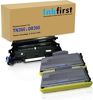 3PK-2 High Yield InkFirst® Toner Cartridges + 1 Drum Unit TN-360 DR-360 TN360 DR360 Compatible Remanufactured for Brother TN-360 DR-360 (2 toner + 1 drum) DCP-7030 DCP-7040 MFC-7340 MFC-7345N MFC-7440N MFC-7840W HL-2140 HL-2170W