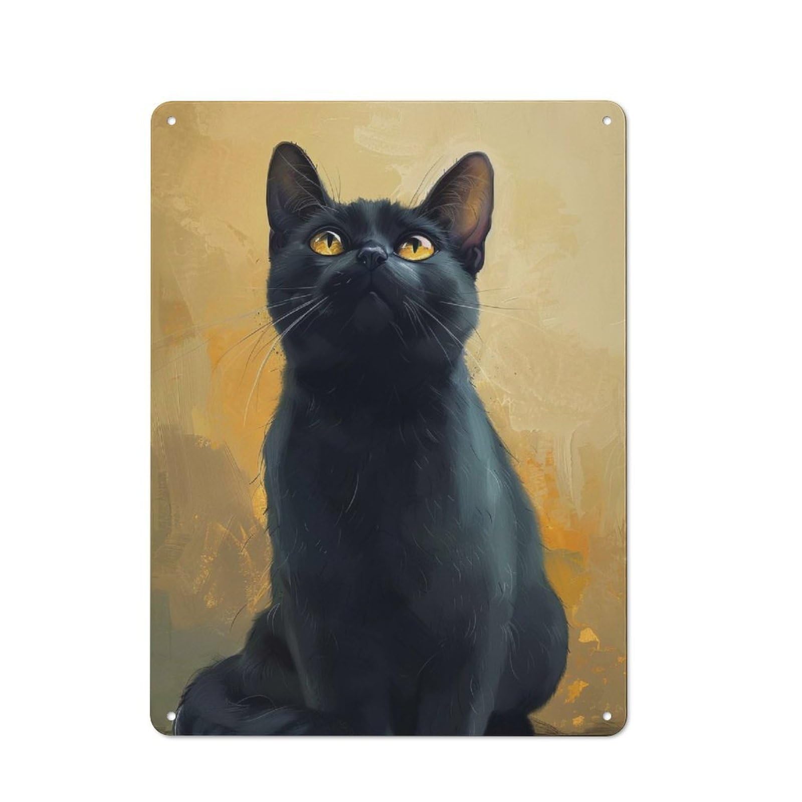 Junmoney Black Cat Portrait Rustic Metal Sign 40X30cm For Lounge Or Reading Corner, For Reading Corner Decorators