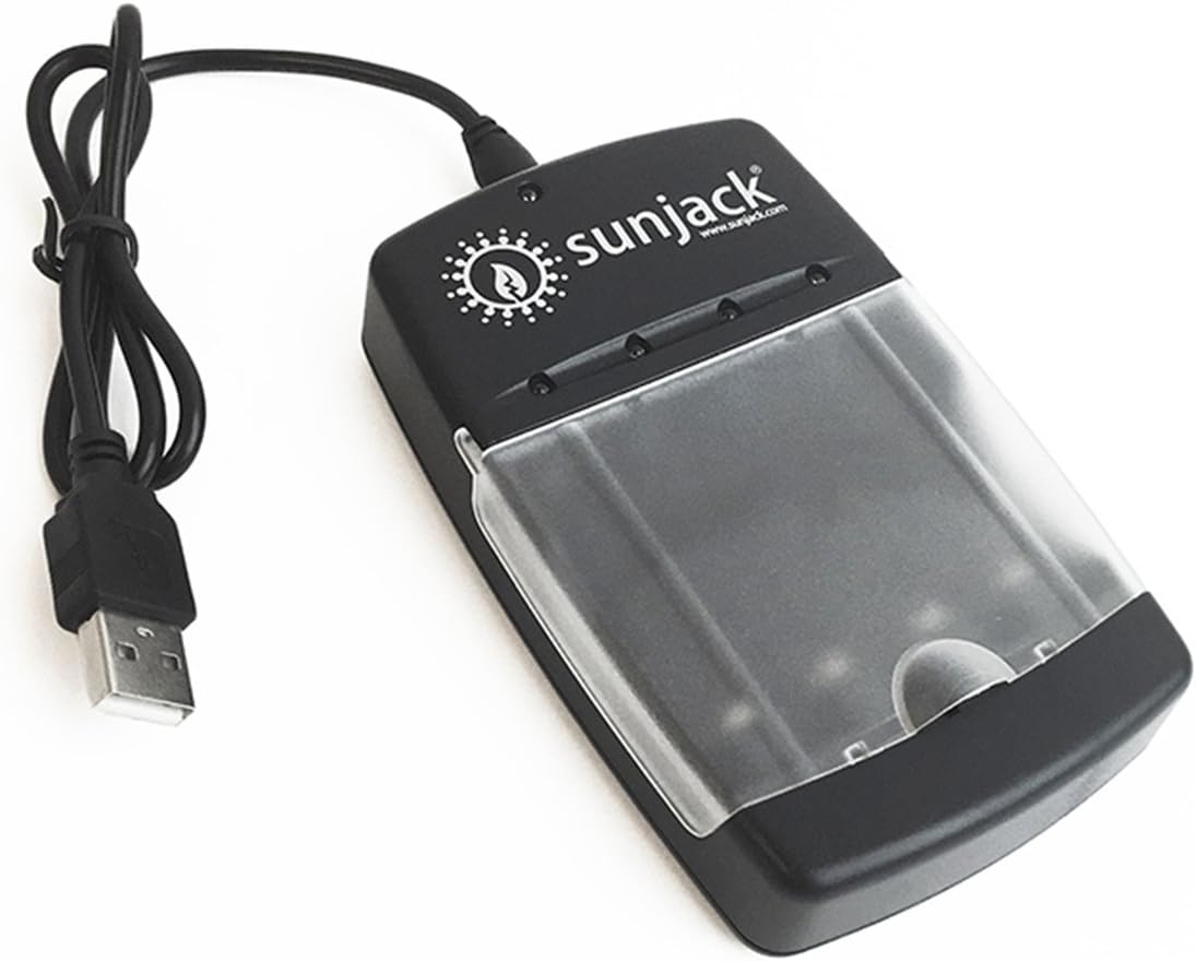 SunJack USB Battery Charger for Rechargeable AA/AAA Ni-Mh and Ni-Cd Batteries