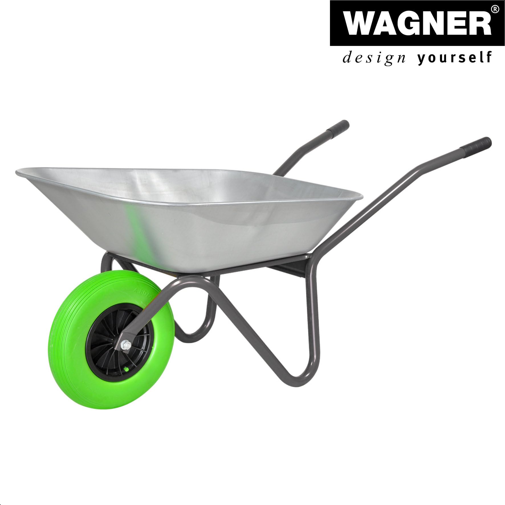Wagner Rueda de Carretilla - ANTIPINCHAZOS - Rueda de Espuma de PU, diámetro Ø Rueda 400 mm, llanta 75 mm, Eje 20 mm, Capacidad de Carga 100 kg - 04840201