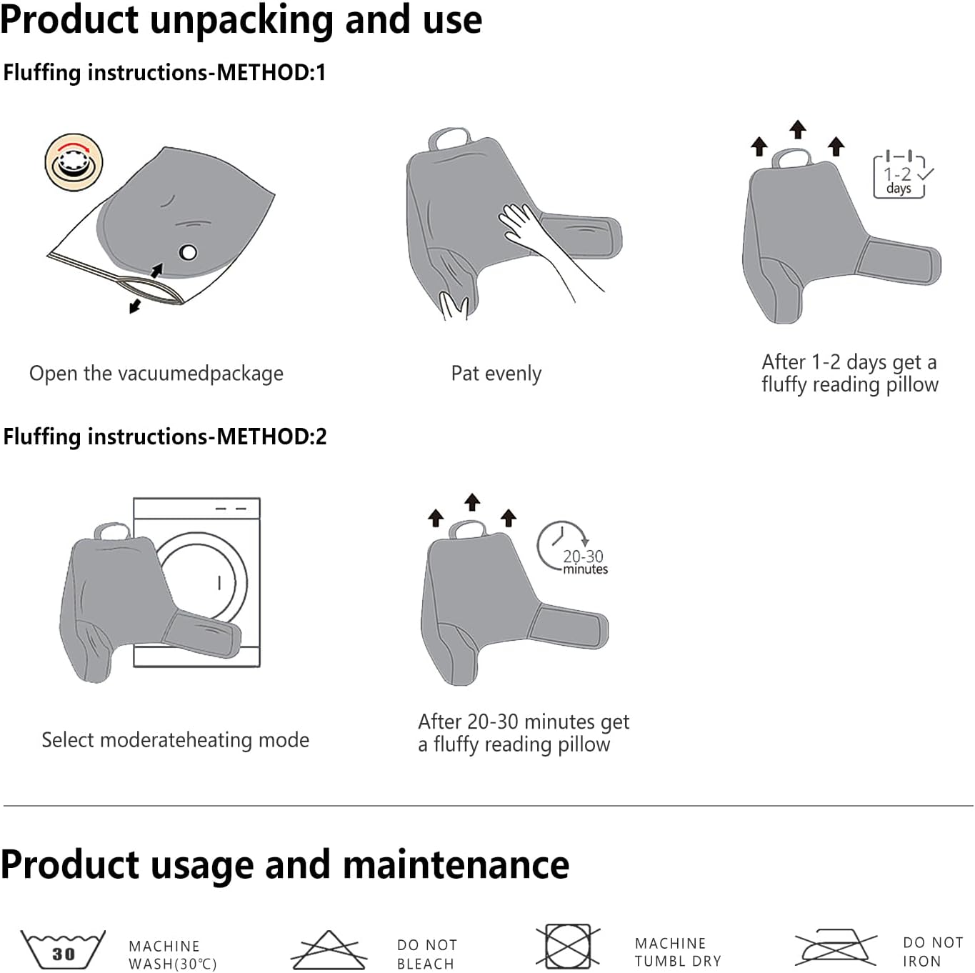 Bed Reading Pillow, Lying or Sitting Up, Back Pillow with Hand Support, for Bed/Sofa/Seat Reading, Mobile Phone, Gaming, TV Watching and Relaxing