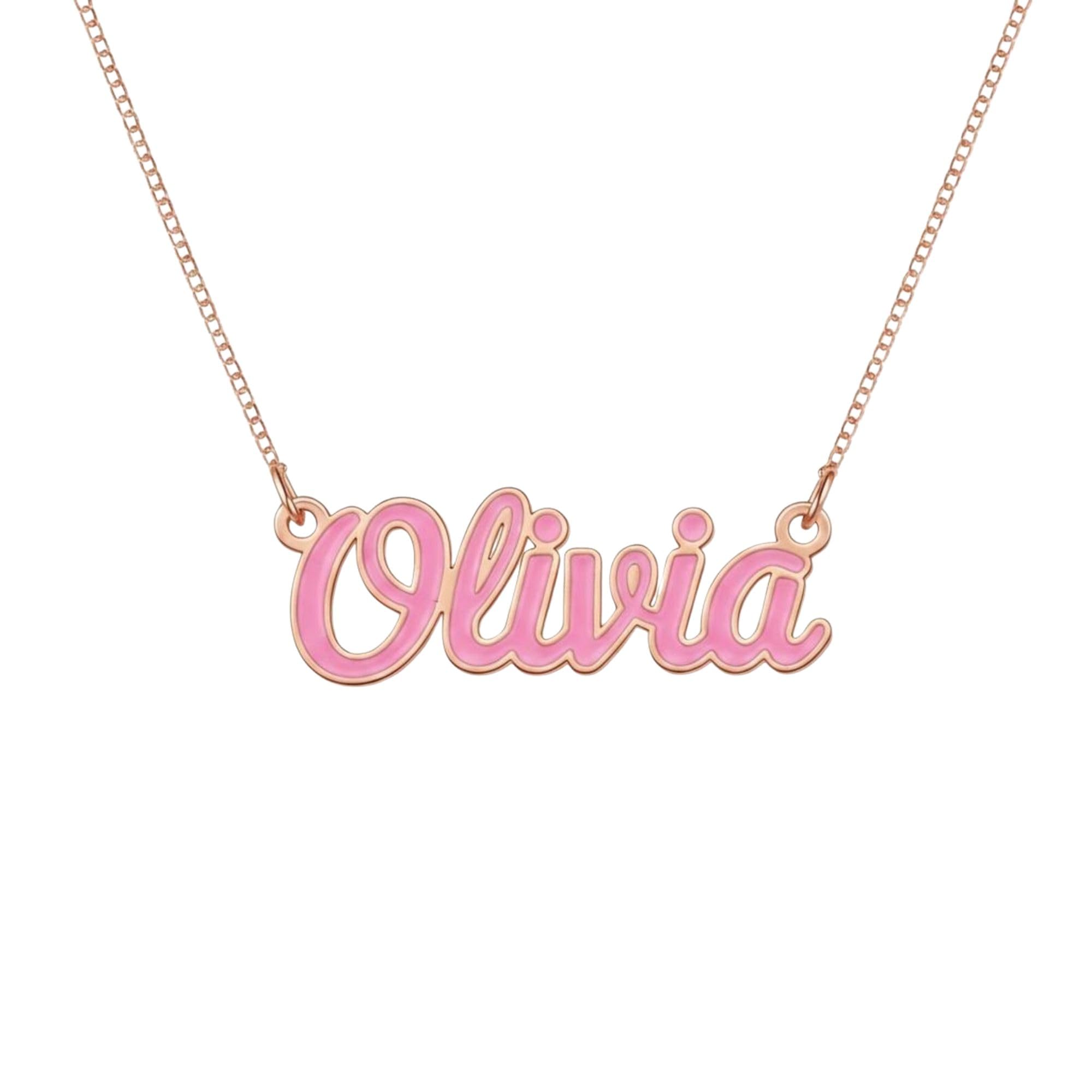 moskai Personalized Enamel Name Necklace for Women & Girls – Custom Name Pendant Jewelry | Gold Plated Chain | Trendy Gift for Birthday, Anniversary, Friendship | Stylish Customised Name Necklace-picture-54