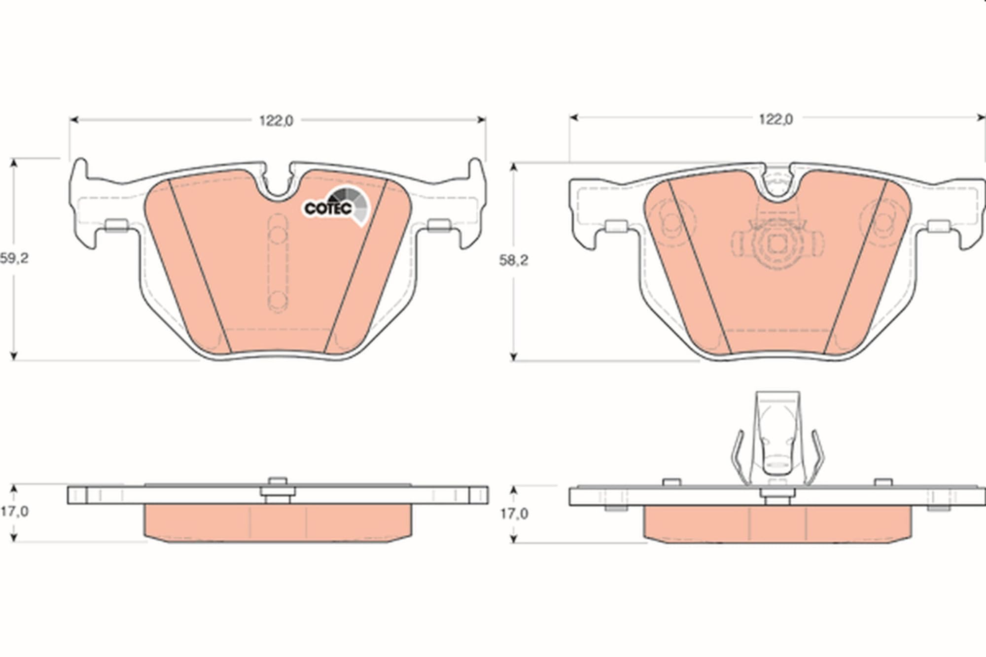 Set pastiglie freno, freno a disco TRW GDB1727 per BMW 5