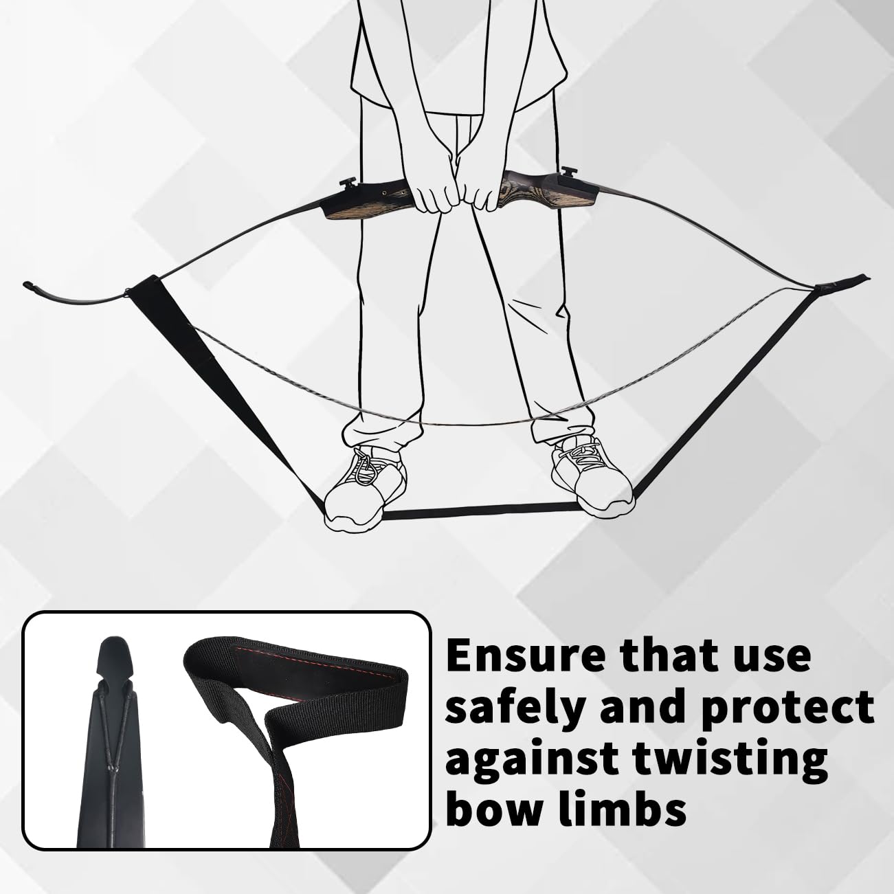 longbowmaker Premium Polyester Bow Stringer Tool, Effortless, Safe, and Quick Stringing for Traditional Recurve Bow - Image 4