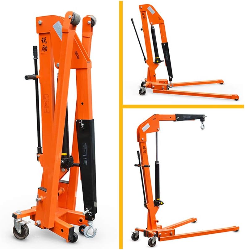 Mobile Single-arm Lift Multi-Function Folding Crane Heavy-Duty Hydraulic Lifting Crane Hanger 1100/2200 / 4400lb (Load 4400lb)