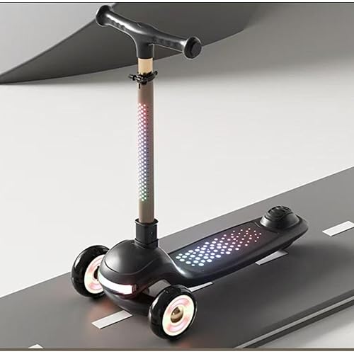 YAGAMI YLT-818 Kids Kick Scooter, LED Lighted Wheels and 3 Adjustable Height Handlebars, Lean-to-Steer & Widen Anti-Slip Deck, 3 Wheel Scooter for Boys & Girls Ages 3-8 and up to 110 Lbs