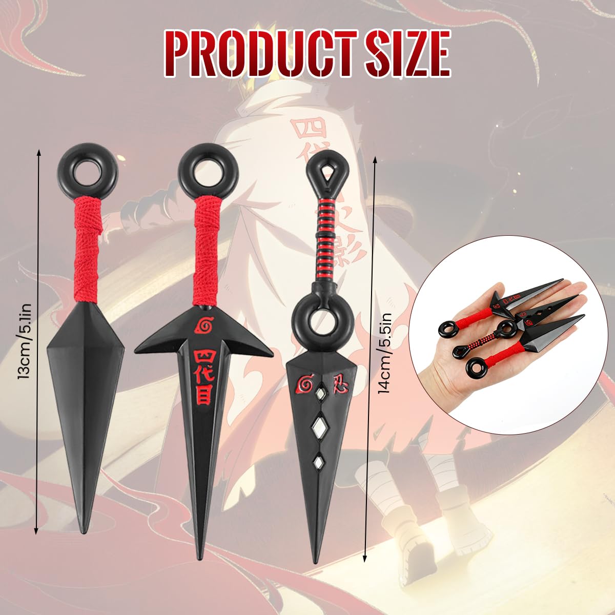 ZIBUYU® 3Pcs Kunai Anime Accessories Minato Namikaze Cosplay Prop Japanese Ninja Training Tool with Gift Box Anime Merchandise - Image 2 thumbnail