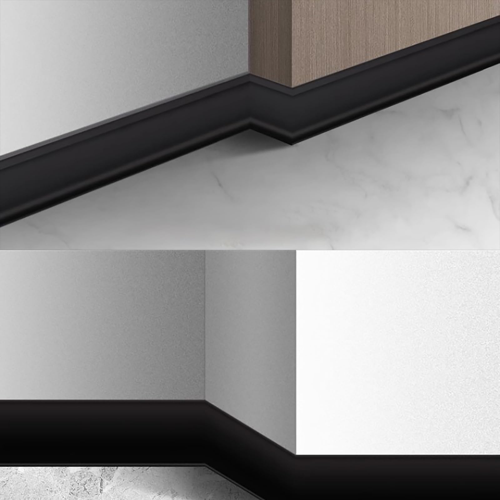 High-Quali 125 cm battiscopa in metallo – 4 pezzi impermeabile Slish Wall Molding 80 mm altezza pedana in lega Ele per decorazioni domestiche