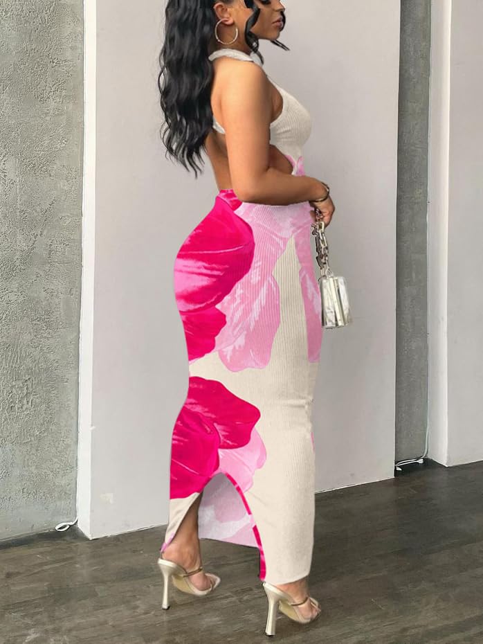 Image of Nimsruc Women Summer Sexy Bodycon Maxi Dress Casual Long Dresses