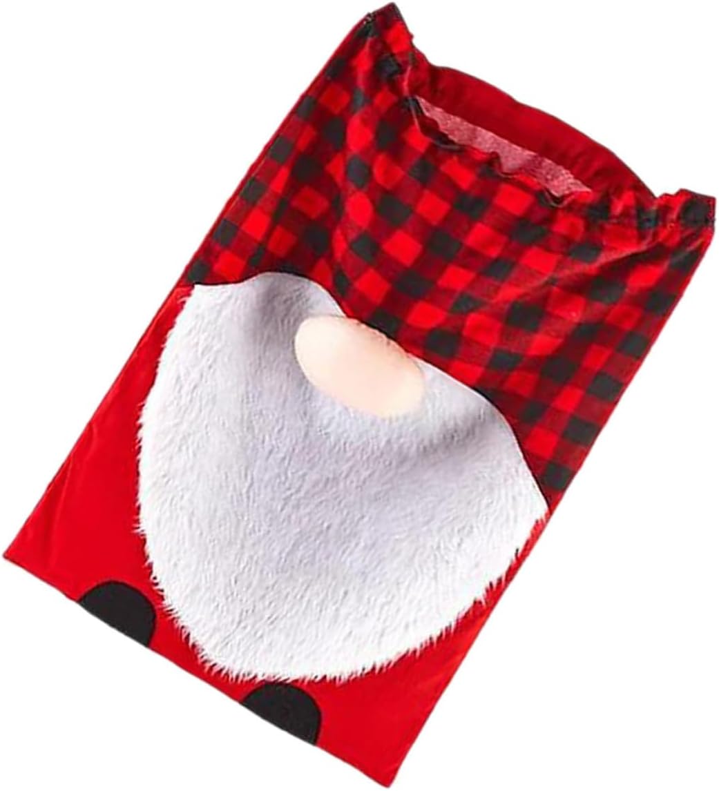 GARVALON Large No-face Doll Drawstring Bag Christmas Candy Storage Pouch Party Treat Holder Wrapping Bag for Holiday Favors and Present Packaging