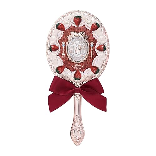 Flower Knows Strawberry Cupid Hand Mirror,Vintage Handheld Mirror,Fancy & Pretty Princess Mirror with Long Handle,Gift for Girls & Women(Red Velvet) - Strawberry Cupid-red Velvet - 8.4"L x 4.2"W