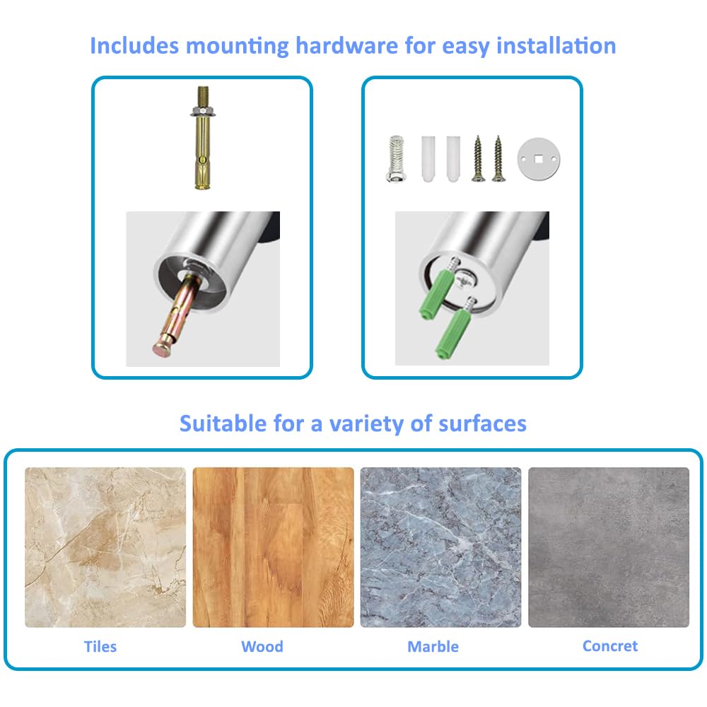 2 Pcs Stainless Steel Floor Door Stop with Rubber, Stainless Steel Door Stop, Floor Door Stop for Protecting Doors and Walls (60mm) - Image 4