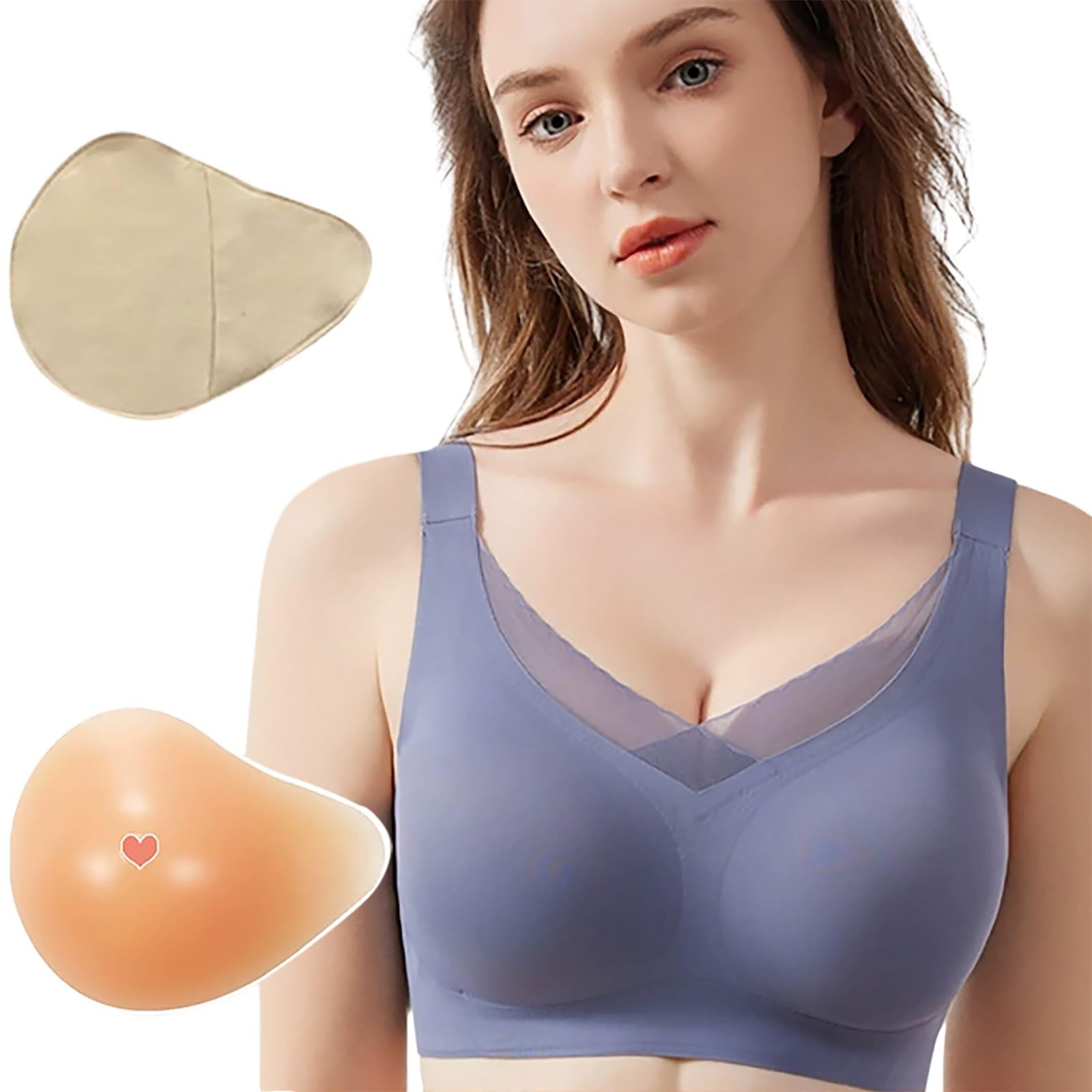 Genérico Sujetadores Deportivos Mujer - Sujetador de Moda para el Tratamiento del cáncer de Mama Prótesis de Silicona Diseño cómodo y Elegante para Todas Las Estaciones