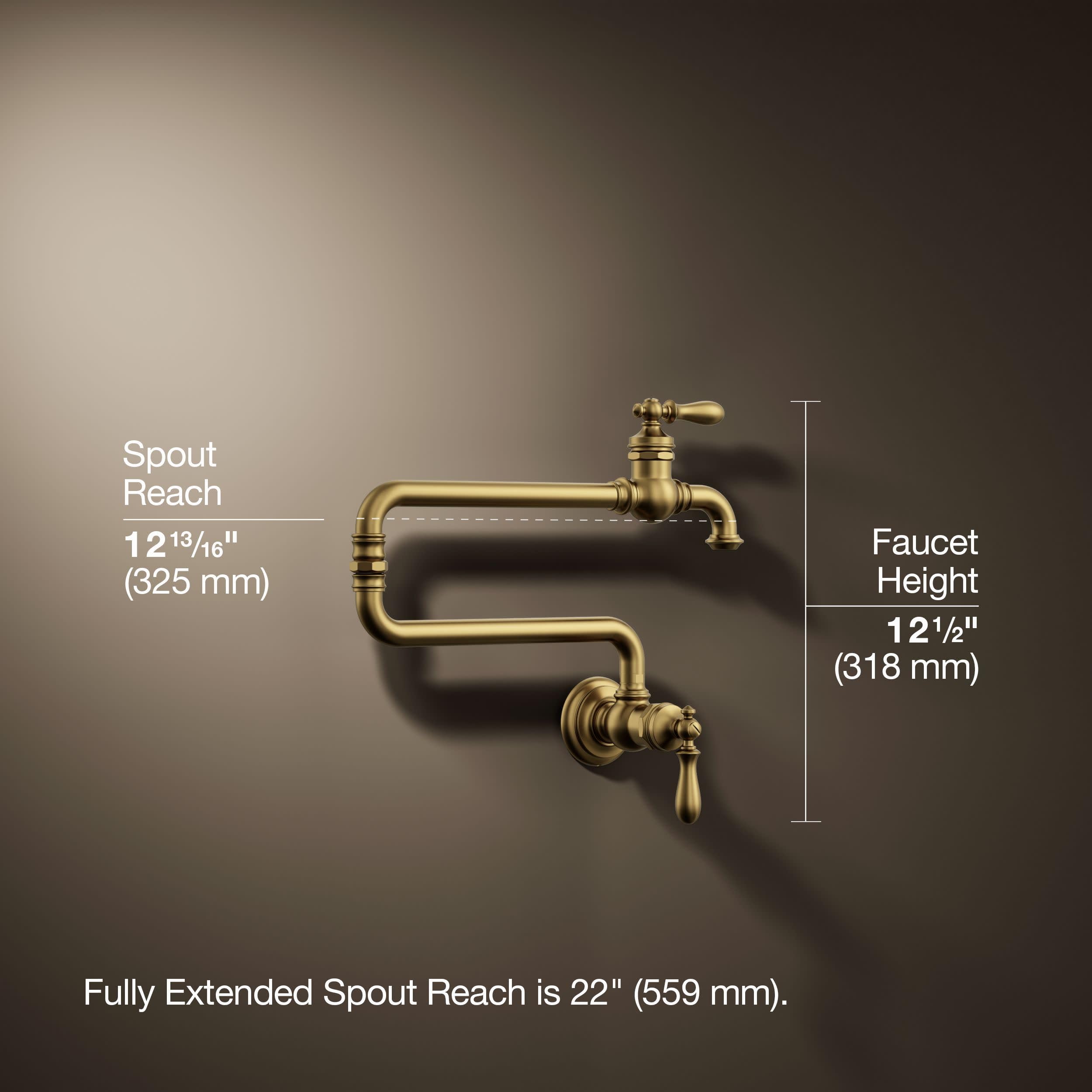 KOHLER 99270-2MB Artifacts Wall-Mount Pot Filler, Pot Filler