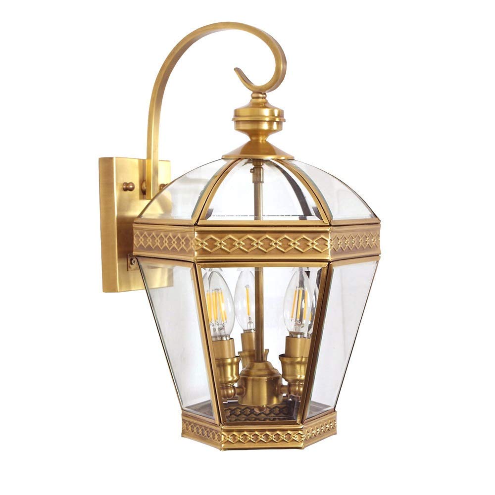JYBNBBE Wall Sconces, Porch Aisle Corridor Gold Soldering Tin Copper Wall Lamp Glass Bedside Stairs Balcony Outdoor High Taste