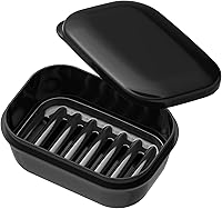 Quatish Leakproof Travel Soap Dish with Draining Tray & Lid - Shatterproof Soap Holder for Gym, Camping, Bathroom - Black