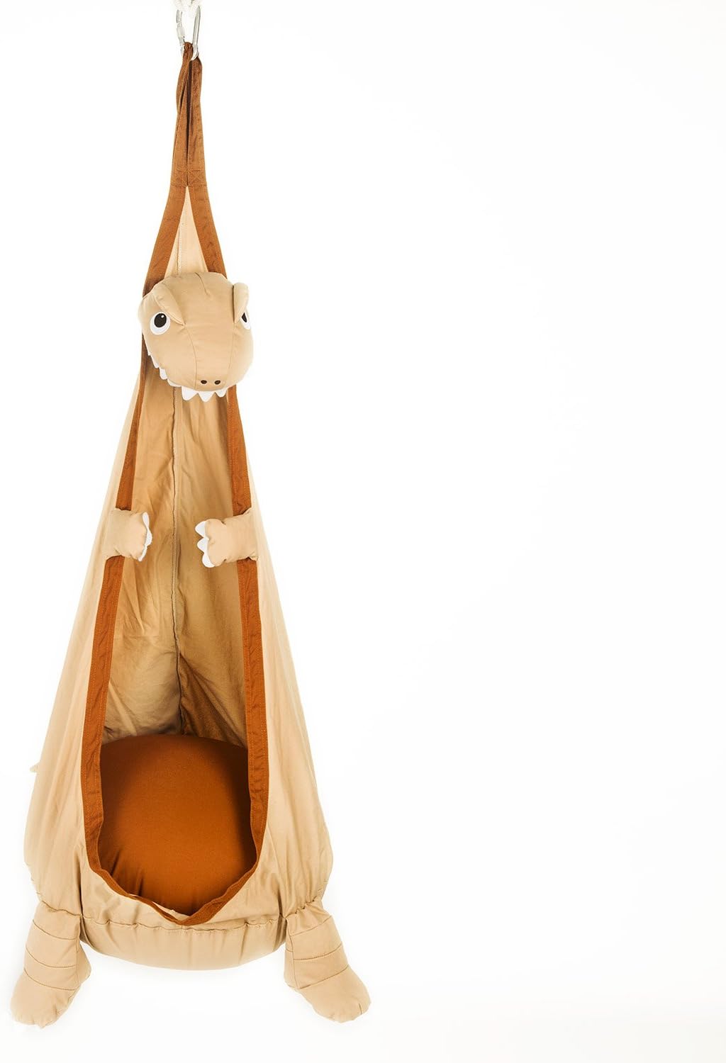 Papa Roo Dinosaur Child Hammock Pod Swing Chair Nook Animal Tent, 100% Cotton - Kids Outdoor Swing Cloth Hanging Seat - Hammock Nest Outdoor and Indoor Swing Chair – Great for Children (Beige)