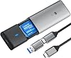 NVME Enclosure [Tool-Free] SETMSPACE M.2 Enclosure with Dual Protocol of NVME&SATA , USB CA 10 Gbps USB 3.2 Gen2 SSD Adapter, SSD Enclosure for M.2 B&M-KeyM-Key 2230224222602280 SSDs- Grey Caddy