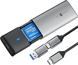 NVMe Case [Tool-Free], SETMSPACE M2 SSD Enclosure [NVMe & SATA], M.2 SSD Enclosure with 2-in-1 Cable, M2 USB Adapter for …