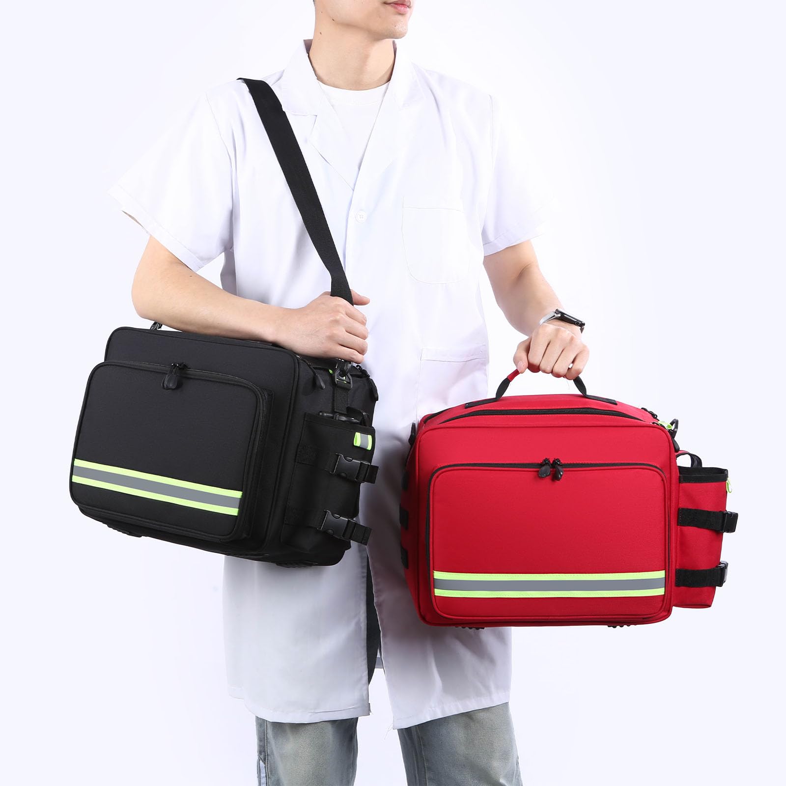 Kit de primeros auxilios grande, bolsa profesional de primeros auxilios, con asa y correa para el hombro, bolsa de trauma médico, para eventos de emergencia, viajes, atención médica en el