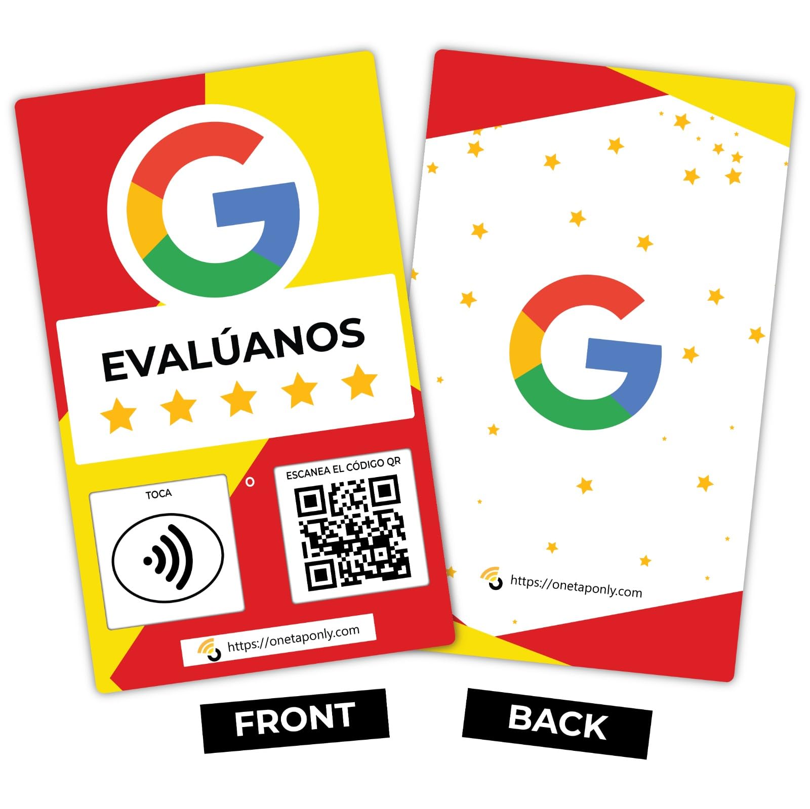 Spanish Google Review Cards by One Tap Only, Tap for Instant Reviews, Compatible with All Phones, NFC & QR Smart Tap Reusable - Image 2