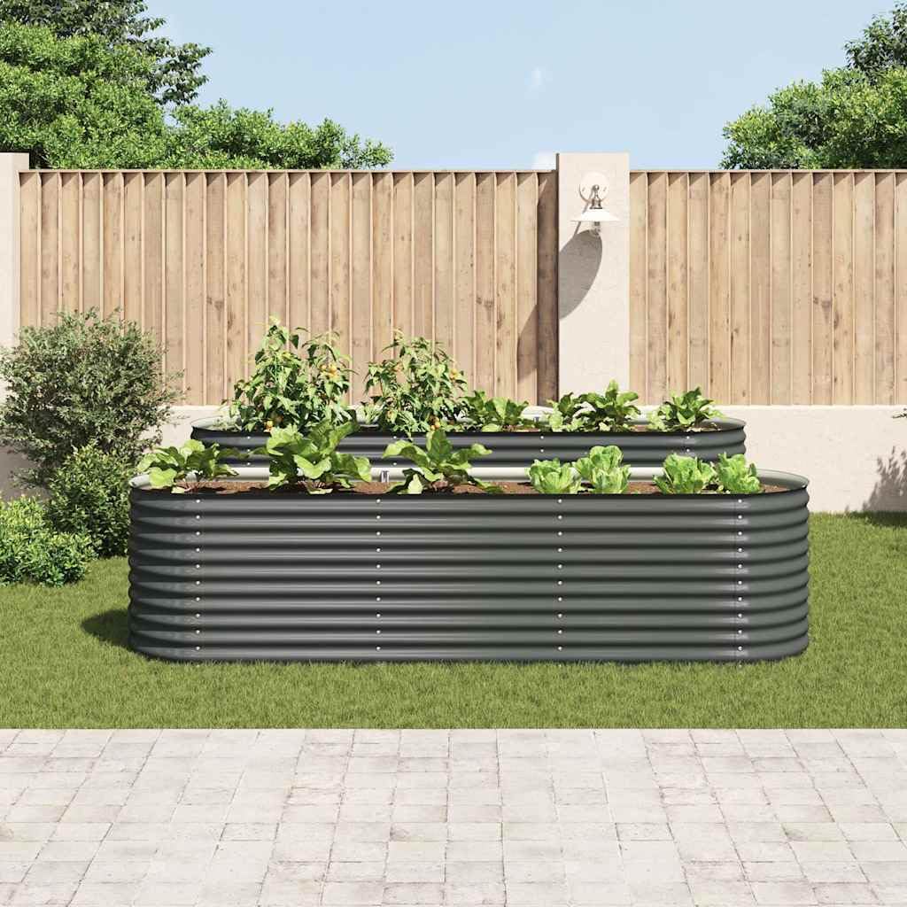 Jardín de 320 x 80 x 81 cm de acero galvanizado en color gris, diseño moderno y robustez inoxidable, para jardín, balcón y terraza