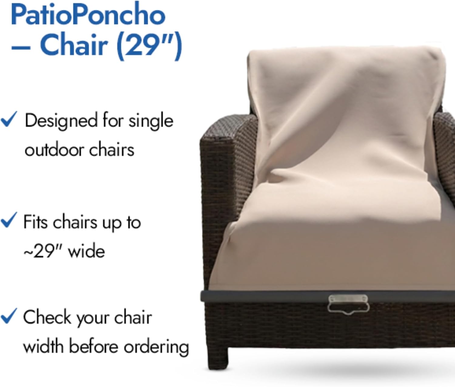 29" Chair Model – Retractable Outdoor Cushion Cover, Waterproof, UV‑Resistant, Dustproof, and Secure Protector for Patio Chairs and Loungers
