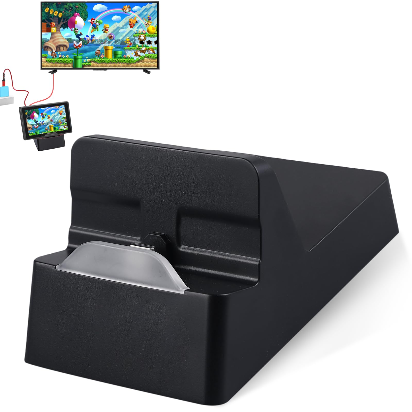 Switch Docking Station Portátil PD Carga Rápida, Soporte de Proyección para Pantallas de Juegos, Admite Proyección de Teléfono Móvil, Compacto y Ligero