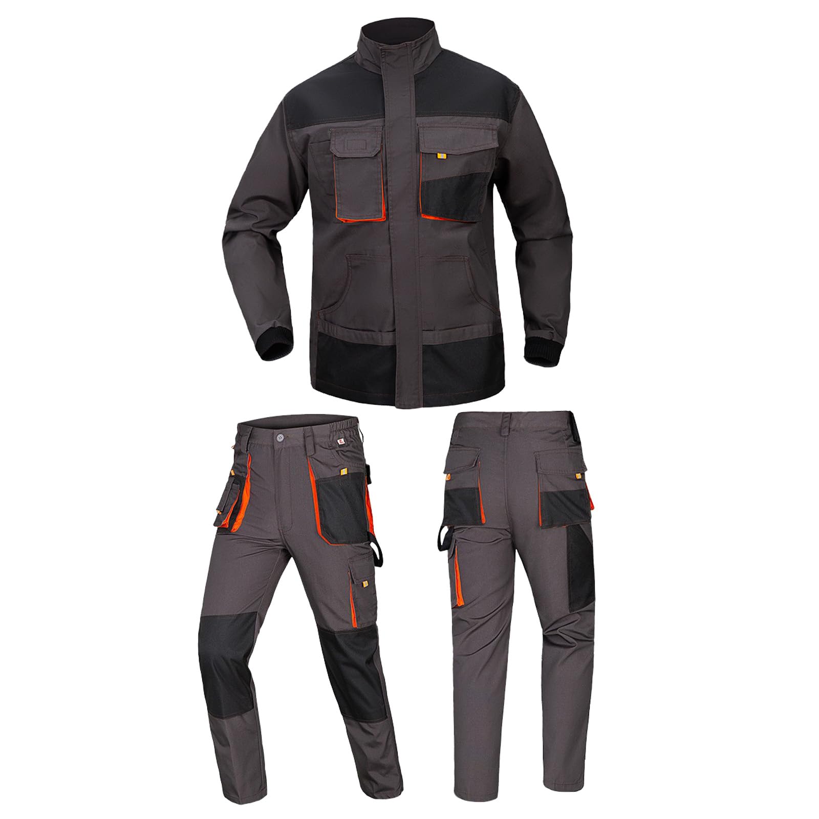 Chaqueta De Manga Larga Y Pantalones Unisex Traje De Trabajo Con Bolsillos De Herramientas, Cintura Elástica Y Coderas Y Rodilleras