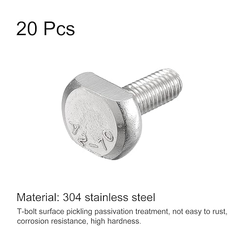 Miniatura 67 de uxcell Pernos de ranura en T, 20 piezas M5x16mm ranura en T Pernos deslizantes Pernos deslizantes 304 Tornillos en forma de T de acero inoxidable