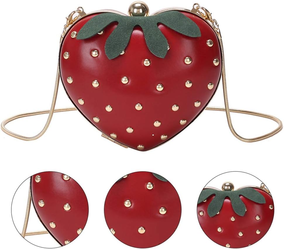 TENDYCOCO Strawberry Purse Crossbody Bag Leather Chain Purse Cute Fruit Shoulder Bag Accessories Kawaii for Lady Women - Image 9