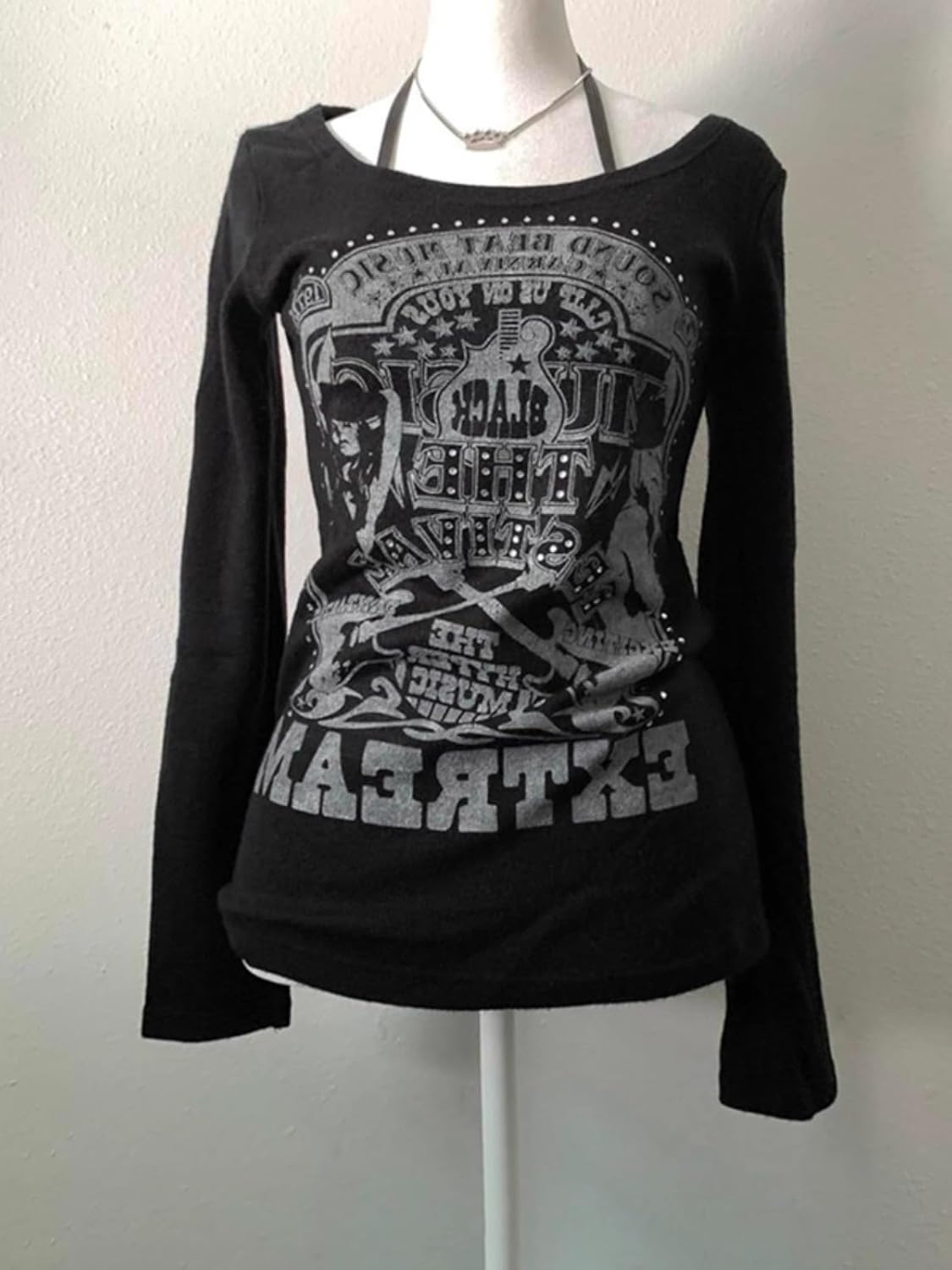 Y2k Grunge Shirts Harajuku Clothing Women Vintage Graphic Tees Long Sleeve Emo Clothes Streetwear Goth Tops - Image 2