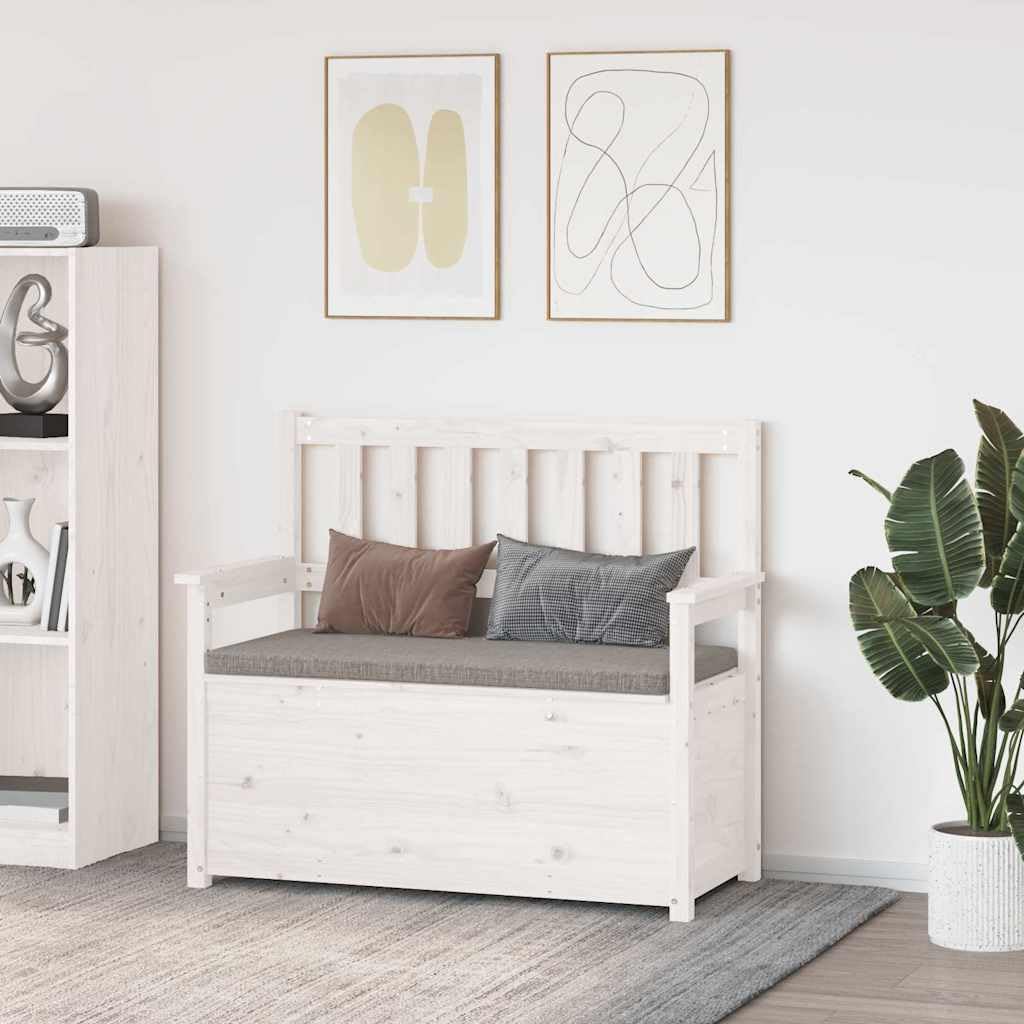 Banco blanco 112,5 x 51,5 x 96,5 cm madera maciza de pino con