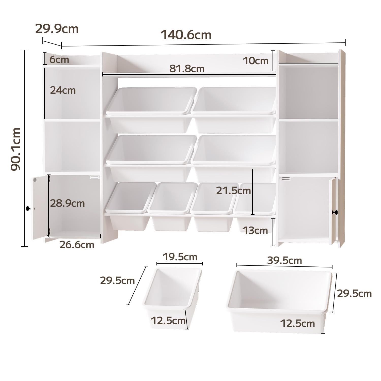 Scaffale per bambini 3 in 1, Mobiletto per giocattoli, Scaffale per giocattoli, Libreria con 8 contenitori rimovibili, Organizzatore per giocattoli per cameretta, Sala giochi, Asilo Nido, Came
