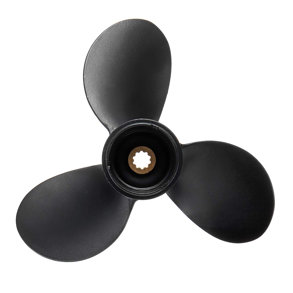 Viviance Hélice de Barco Marino 7 1/2 x 7 para Motor Fuera de borda Suzu-ki 4-6HP DF4 2004-presente DF6 2004-presente 58110-91JL0-019 Hélice Negra de 10 Dientes estriados, aleación de Aluminio