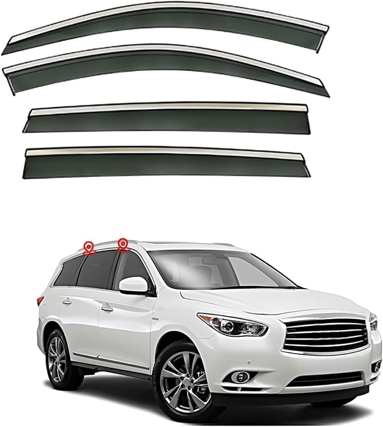 PANXUC Car Wind Deflectors for Infiniti JX35 MK1-L50 2012 2013, Side Window Wind Rain Deflector Window Visor Sun Rain Guard Smoke Guards