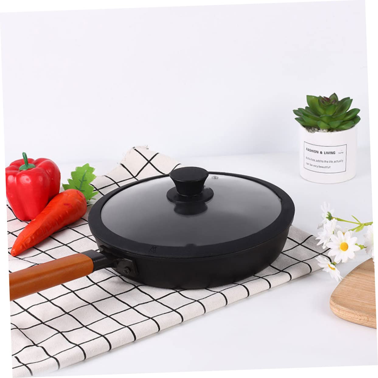 Vetro Temperato Coperchio Nero Rotondo Bordo in Silicone