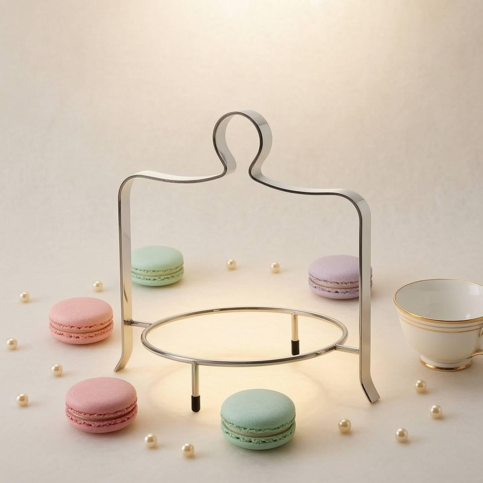 Alzata Monolivello con Manico Elegante Portadolci Stabile Tavola per Ristoratori, Pasticceria, Buffet , Oro , 1 Strato, Supporto In Acciaio Inossidabile Con Vassoio A Sfera D Acciaio