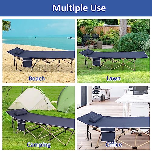 Try & Do Camping Cot For Adults, Folding Sleeping Cots For Adults With Pillow Side Pocket, Camp Cot Bed With Carry Bag, Portable & Lightweight, Ideal For Camping Traveling Hiking Office Nap #TOP6
