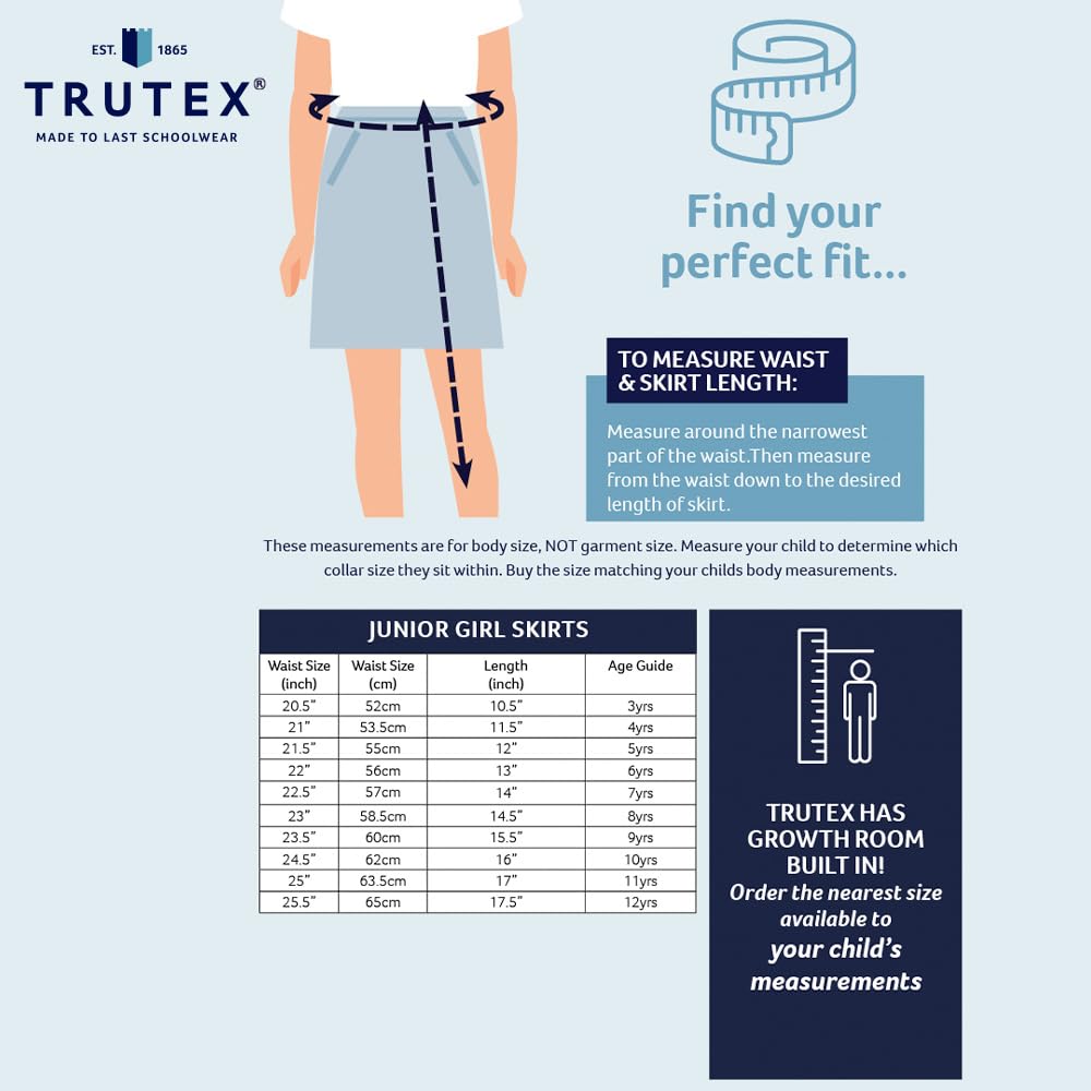 Trutex Basics 2 Pack Box Pleated School Skirts for Junior Girls (3-16 Years). Pull-On Girls School Skirts with Elasticated Waist. Pleated Skirt School Uniform Girls - Genuine School Uniform